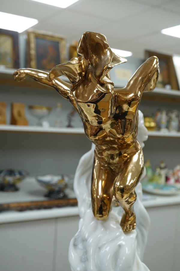 Anna Chromy, a marble and bronze sculpture of a woman on a wave, limited edition 2/10 63cm high. Condition - good
